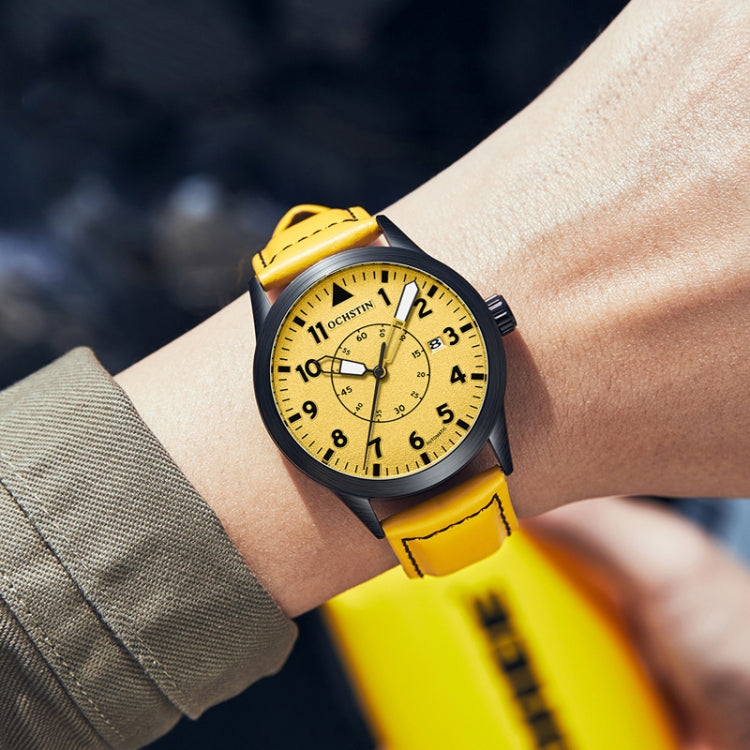 OCHSTIN 62028C Master Series Luminous Mechanical Men Watch(Yellow) - Leather Strap Watches by OCHSTIN | Online Shopping South Africa | PMC Jewellery | Buy Now Pay Later Mobicred