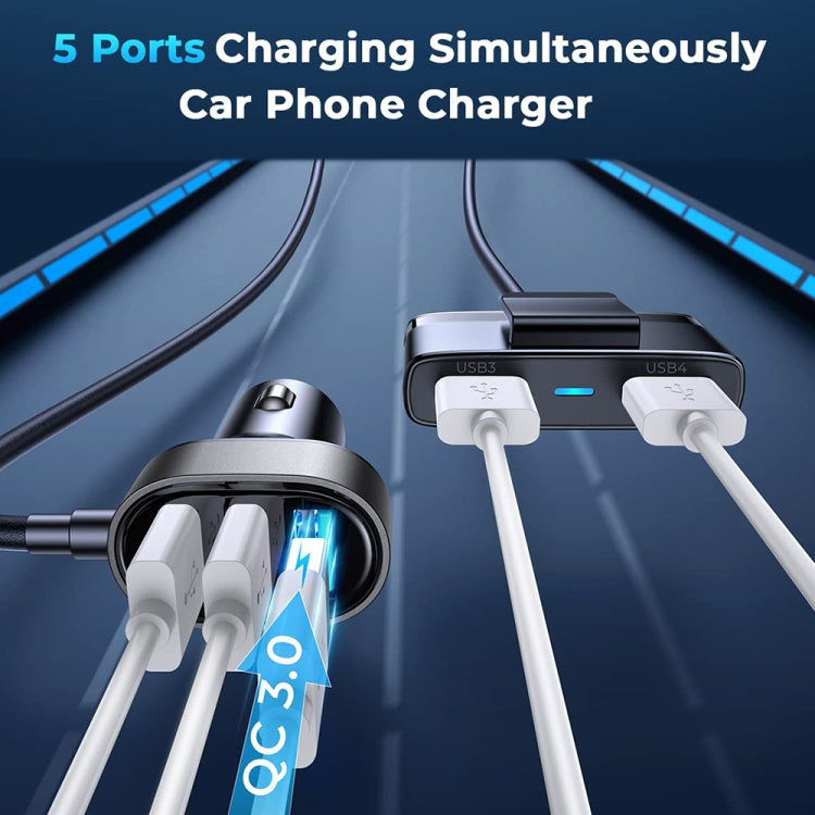 JOYROOM CL03 PRO 45W 5-ports USB Car Charging with Extended HUB(Black) - Car Charger by JOYROOM | Online Shopping South Africa | PMC Jewellery