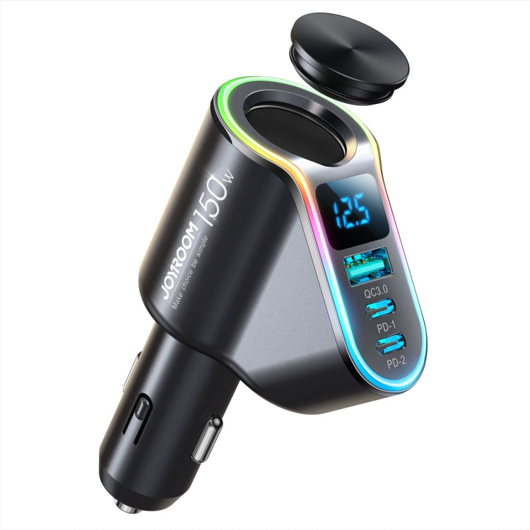 JOYROOM JR-CL21 150W 4-in-1 USB + Type-Cx2 Car Charger with Cigarette Lighter(Black) - Car Charger by JOYROOM | Online Shopping South Africa | PMC Jewellery | Buy Now Pay Later Mobicred