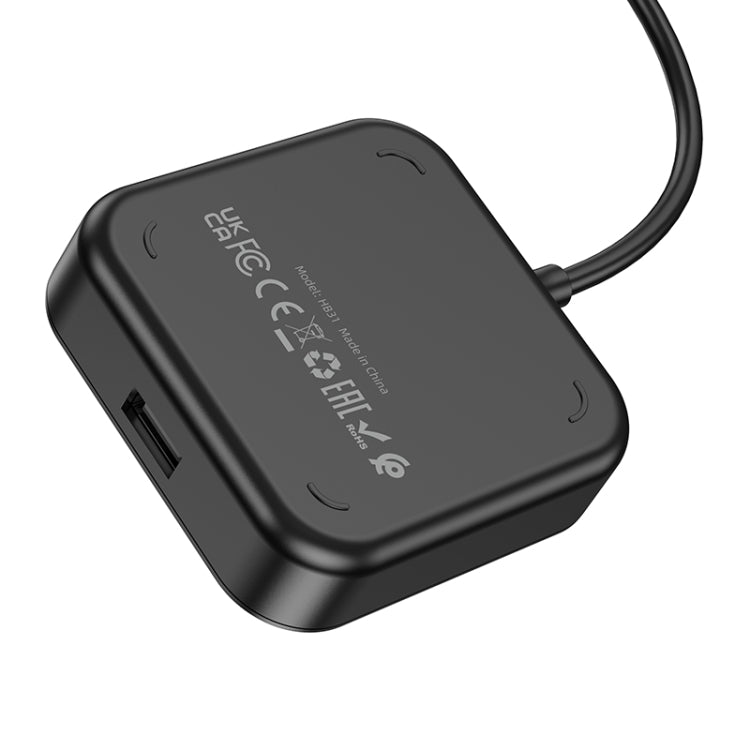 hoco HB31 Easy 4 in 1 USB to USB2.0x4 Converter, Cable Length:1.2m(Black) - USB HUB by hoco | Online Shopping South Africa | PMC Jewellery