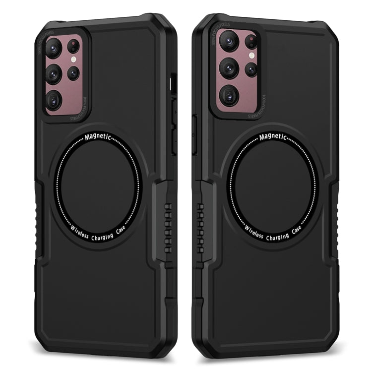 For Samsung Galaxy S22 Ultra 5G MagSafe Shockproof Armor Phone Case(Black) - Galaxy S22 Ultra 5G Cases by PMC TechLife | Online Shopping South Africa | PMC TechLife