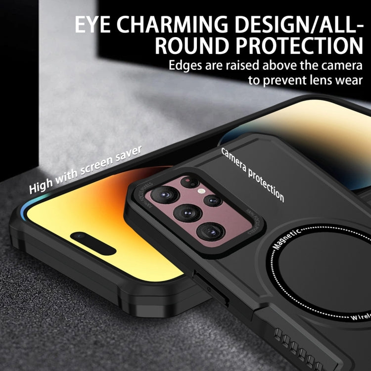 For Samsung Galaxy S22 Ultra 5G MagSafe Shockproof Armor Phone Case(Black) - Galaxy S22 Ultra 5G Cases by PMC TechLife | Online Shopping South Africa | PMC TechLife