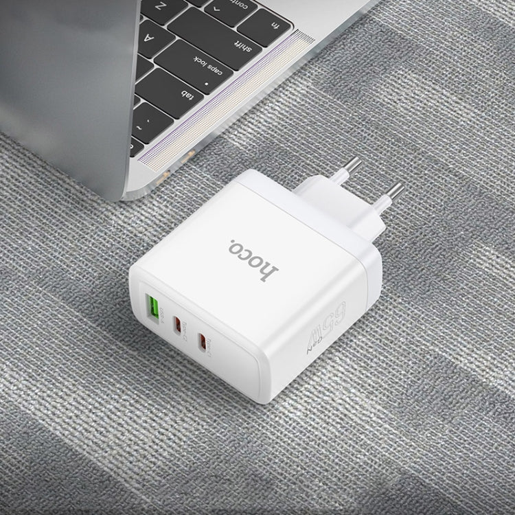 hoco N30 Glory PD 65W USB+ Dual USB-C/Type-C Interface Fast Charge Charger, EU Plug(White) - free shipping - PMC TechLife - Order now!