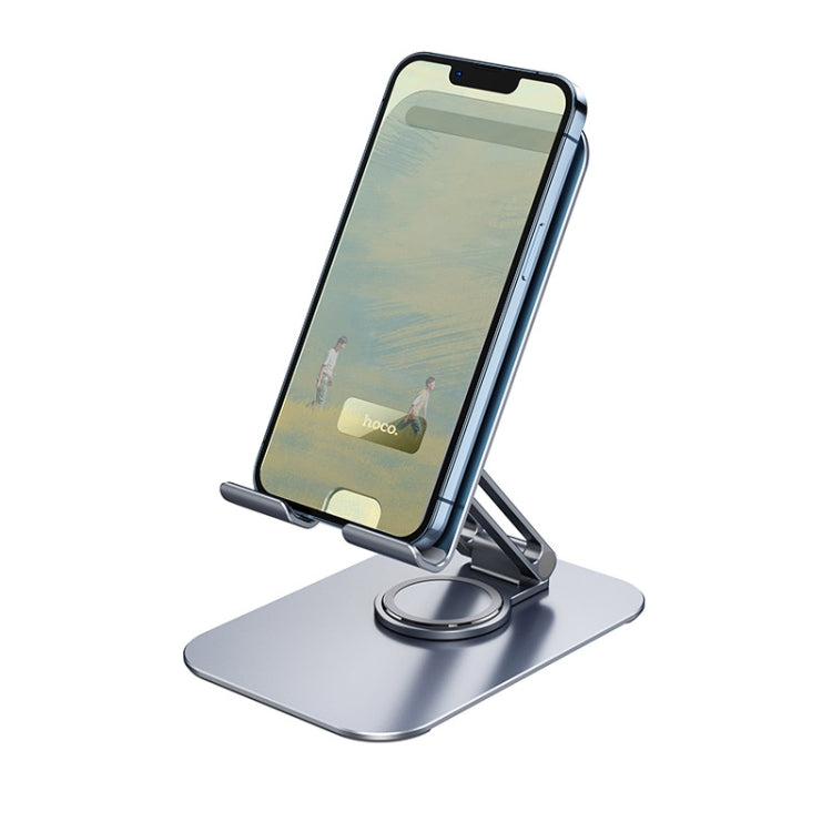 hoco PH50 Plus Ivey Dual Axis Rotating Metal Tablet Desktop Holder(Metal Grey) - Desktop Holder by hoco | Online Shopping South Africa | PMC Jewellery