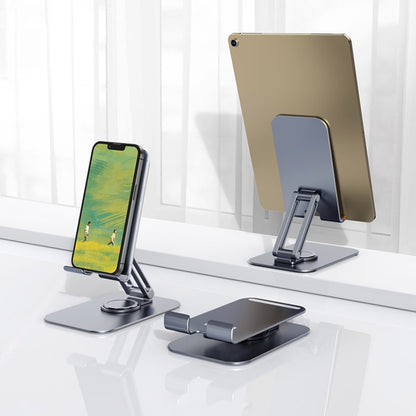 hoco PH50 Plus Ivey Dual Axis Rotating Metal Tablet Desktop Holder(Metal Grey) - Desktop Holder by hoco | Online Shopping South Africa | PMC Jewellery