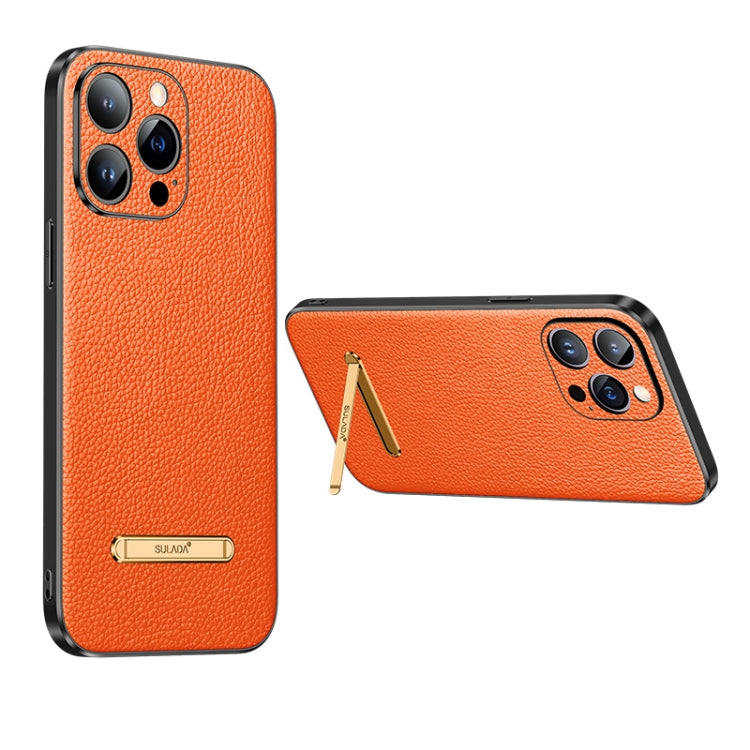 For iPhone 14 Pro SULADA Famous Artisan Series Litchi Leather PC + TPU Phone Case(Orange) - iPhone 14 Pro Cases by SULADA | Online Shopping South Africa | PMC Jewellery