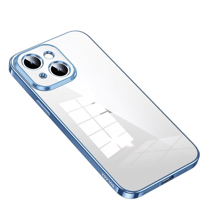 For iPhone 14 SULADA Shine Through Series Plating TPU Transparent Phone Protective Case(Sierra Blue) - iPhone 14 Cases by SULADA | Online Shopping South Africa | PMC Jewellery | Buy Now Pay Later Mobicred