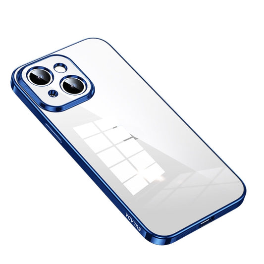 For iPhone 14 Plus SULADA Shine Through Series Plating TPU Transparent Phone Protective Case(Blue) - iPhone 14 Plus Cases by SULADA | Online Shopping South Africa | PMC Jewellery | Buy Now Pay Later Mobicred