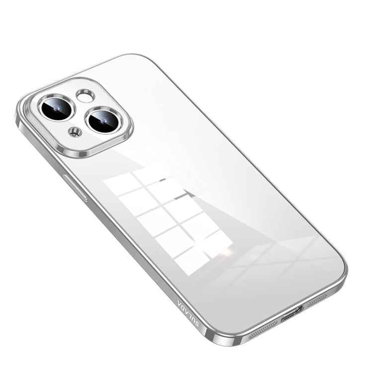 For iPhone 14 Plus SULADA Shine Through Series Plating TPU Transparent Phone Protective Case(Silver) - iPhone 14 Plus Cases by SULADA | Online Shopping South Africa | PMC TechLife | Buy Now Pay Later Mobicred