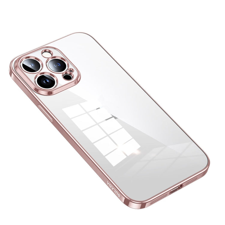 For iPhone 14 Pro Max SULADA Shine Through Series Plating TPU Transparent Phone Protective Case(Pink) - iPhone 14 Pro Max Cases by SULADA | Online Shopping South Africa | PMC Jewellery