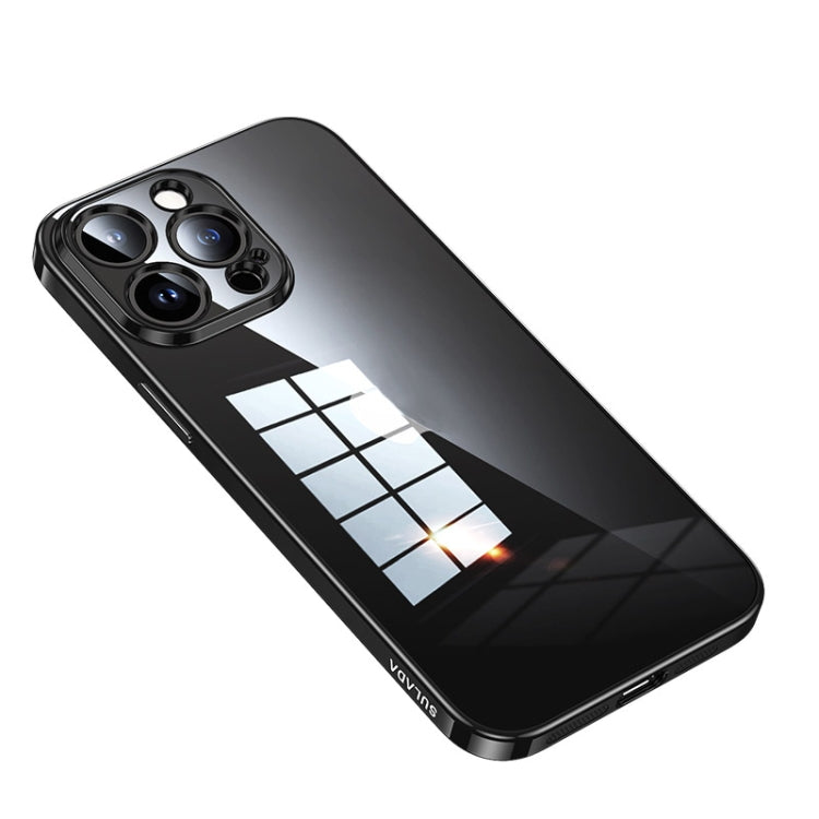 For iPhone 14 Pro Max SULADA Shine Through Series Plating TPU Transparent Phone Protective Case(Black) - iPhone 14 Pro Max Cases by SULADA | Online Shopping South Africa | PMC TechLife | Buy Now Pay Later Mobicred
