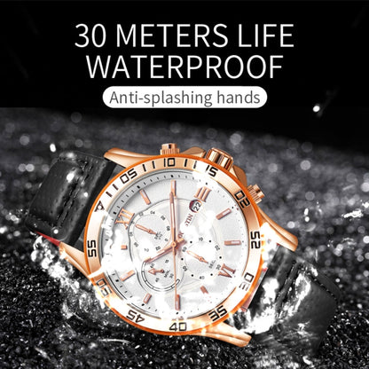 OCHSTIN 6068A Multifunctional Quartz Waterproof Luminous Men Watch(Black+Brown) - Leather Strap Watches by OCHSTIN | Online Shopping South Africa | PMC Jewellery | Buy Now Pay Later Mobicred