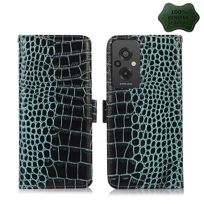 For Xiaomi Redmi 11 Prime 4G Magnetic Crocodile Texture Genuine Leather RFID Phone Case(Green) - Xiaomi Cases by PMC Jewellery | Online Shopping South Africa | PMC Jewellery