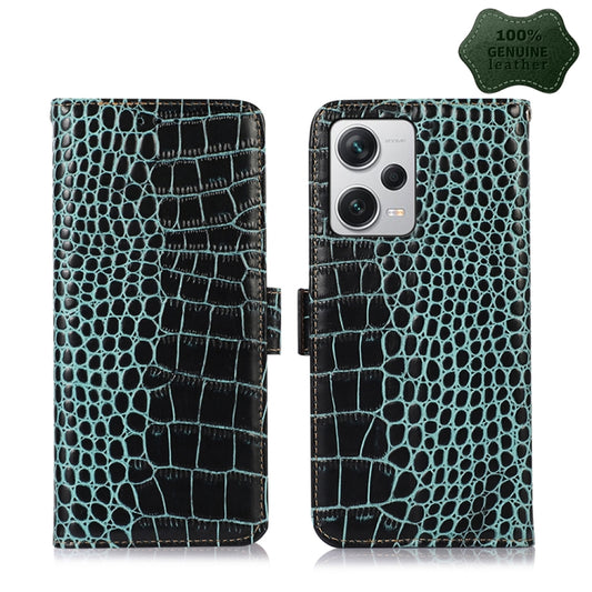 For Xiaomi Redmi Note 12 Pro+ China Magnetic Crocodile Texture Genuine Leather RFID Phone Case(Green) - Note 12 Pro+ Cases by PMC Jewellery | Online Shopping South Africa | PMC Jewellery