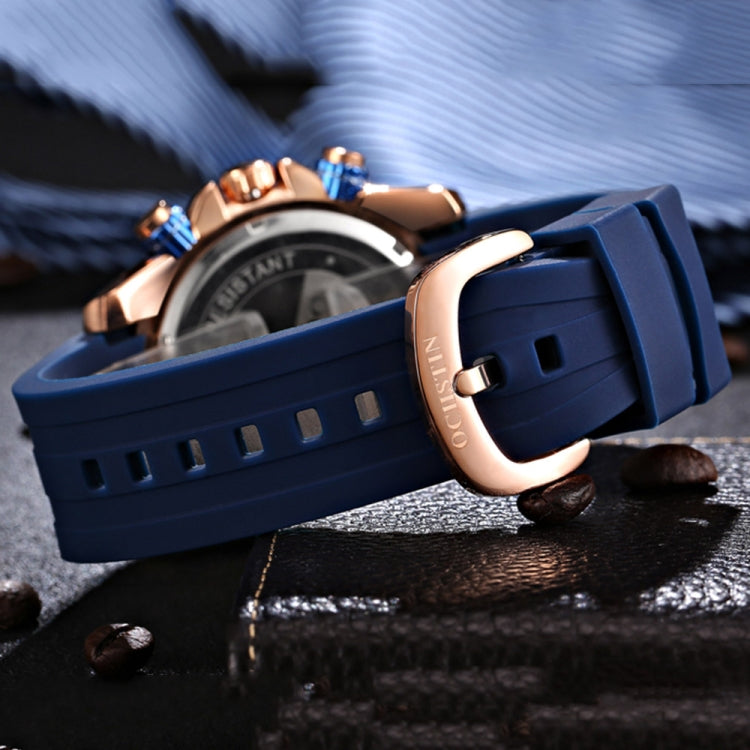 OCHSTIN 6094A Multifunctional Quartz Waterproof Luminous Men Watch(Black+Blue) - Leather Strap Watches by OCHSTIN | Online Shopping South Africa | PMC Jewellery | Buy Now Pay Later Mobicred