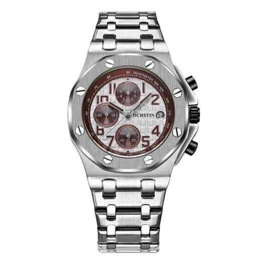 OCHSTIN 6100D Multifunctional Quartz Waterproof Luminous Steel Strap Men Watch(Silver 02) - Metal Strap Watches by OCHSTIN | Online Shopping South Africa | PMC Jewellery | Buy Now Pay Later Mobicred