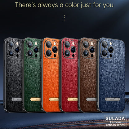 For iPhone 14 SULADA Invisible Bracket Leather Back Cover Phone Case(Dark Green) - iPhone 14 Cases by SULADA | Online Shopping South Africa | PMC Jewellery | Buy Now Pay Later Mobicred