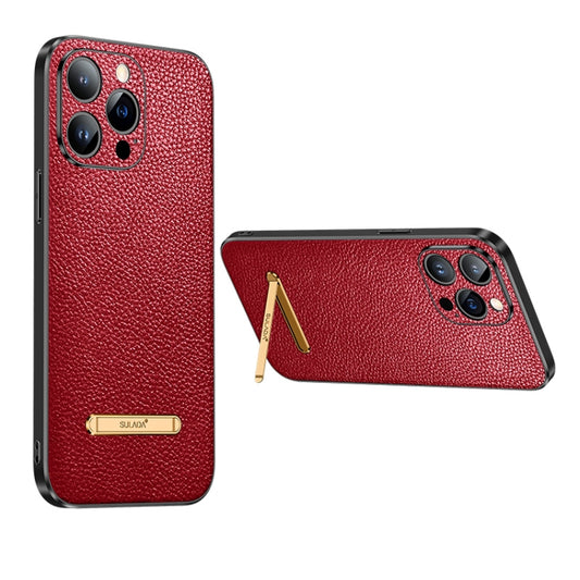 For iPhone 13 SULADA Invisible Bracket Leather Back Cover Phone Case(Red) - iPhone 13 Cases by SULADA | Online Shopping South Africa | PMC Jewellery | Buy Now Pay Later Mobicred