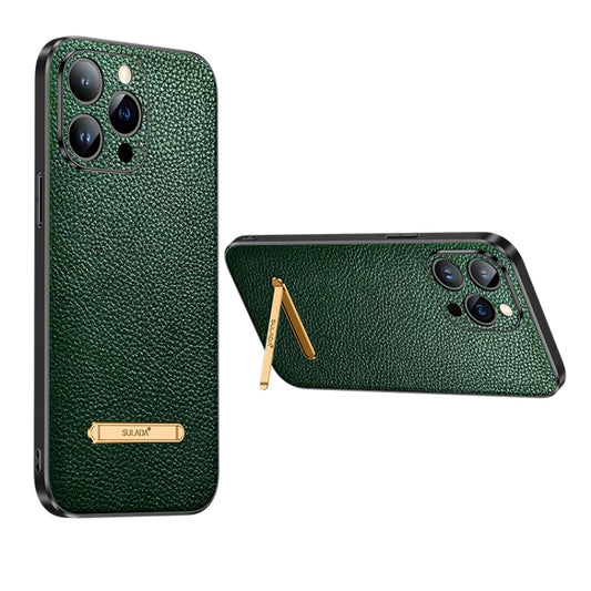 For iPhone 13 SULADA Invisible Bracket Leather Back Cover Phone Case(Dark Green) - iPhone 13 Cases by SULADA | Online Shopping South Africa | PMC Jewellery