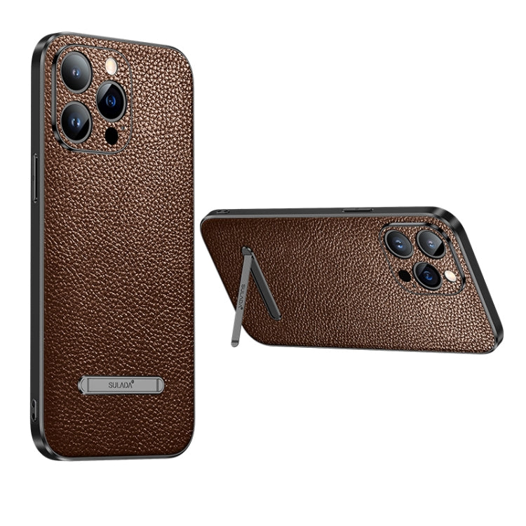 For iPhone 13 Pro Max SULADA Invisible Bracket Leather Back Cover Phone Case(Brown) - iPhone 13 Pro Max Cases by SULADA | Online Shopping South Africa | PMC Jewellery | Buy Now Pay Later Mobicred