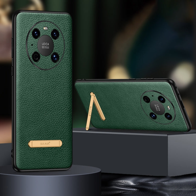 For Huawei Mate 40 Pro SULADA Invisible Bracket Leather Back Cover Phone Case(Dark Green) - Huawei Cases by SULADA | Online Shopping South Africa | PMC Jewellery | Buy Now Pay Later Mobicred