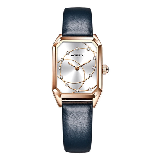 OCHSTIN 7008C Parangon Series Fashion Casual Leather Strap Quartz Watch(Rose Gold+White) - Leather Strap Watches by OCHSTIN | Online Shopping South Africa | PMC Jewellery | Buy Now Pay Later Mobicred