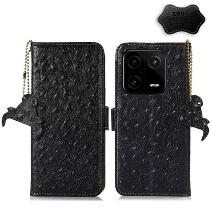 For Xiaomi 13 Ostrich Pattern Genuine Leather RFID Phone Case(Black) - 13 Cases by PMC Jewellery | Online Shopping South Africa | PMC Jewellery