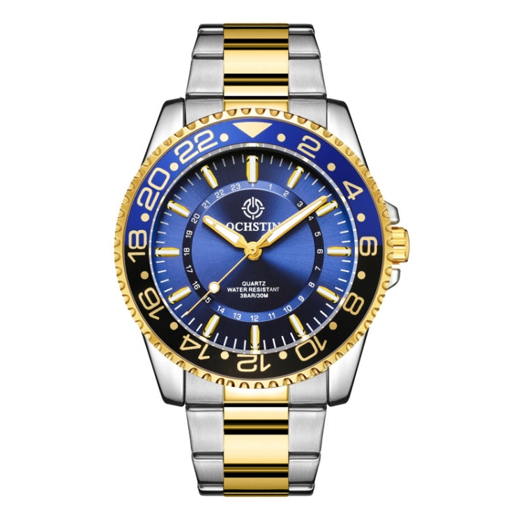 OCHSTIN 7019D Multifunctional Quartz Waterproof Luminous Steel Strap Men Watch(Blue+Gold) - Metal Strap Watches by OCHSTIN | Online Shopping South Africa | PMC Jewellery | Buy Now Pay Later Mobicred