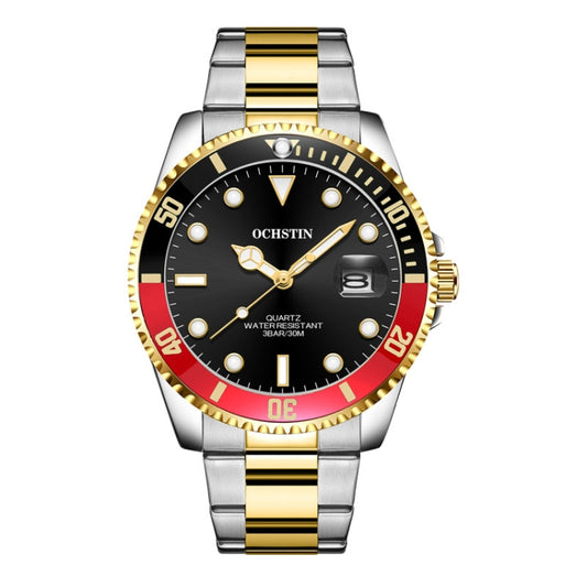 OCHSTIN 7019E Multifunctional Quartz Waterproof Luminous Steel Strap Men Watch(Black Red+Gold) - Metal Strap Watches by OCHSTIN | Online Shopping South Africa | PMC Jewellery | Buy Now Pay Later Mobicred