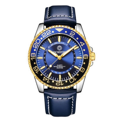 OCHSTIN 7019G Multifunctional Quartz Waterproof Luminous Men Leather Watch(Blue) - Leather Strap Watches by OCHSTIN | Online Shopping South Africa | PMC Jewellery | Buy Now Pay Later Mobicred