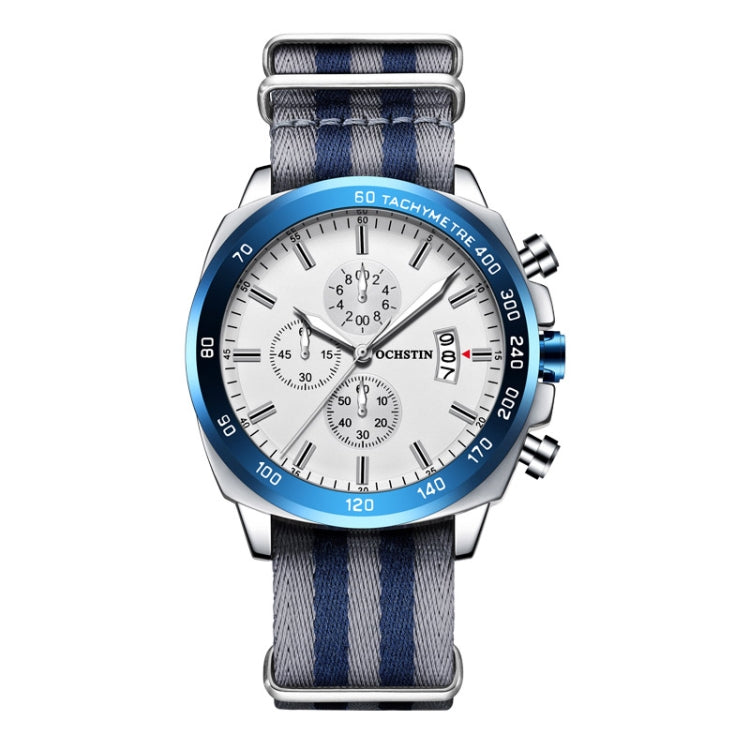 OCHSTIN 7079 Multifunctional Quartz Waterproof Luminous Steel Strap Men Watch(Silver Blue) - Metal Strap Watches by OCHSTIN | Online Shopping South Africa | PMC Jewellery | Buy Now Pay Later Mobicred