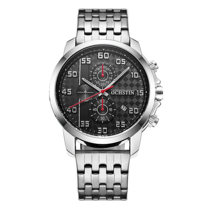 OCHSTIN 7079 Multifunctional Quartz Waterproof Luminous Steel Strap Men Watch(Black Silver) - Metal Strap Watches by OCHSTIN | Online Shopping South Africa | PMC Jewellery | Buy Now Pay Later Mobicred