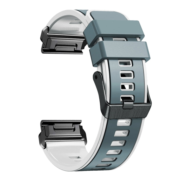 Compatible with Garmin Fenix 7X 26mm Plain Weave Two-Color Quick Release Silicone Watch Band(Blue Grey White) - free shipping - PMC TechLife - Order now!