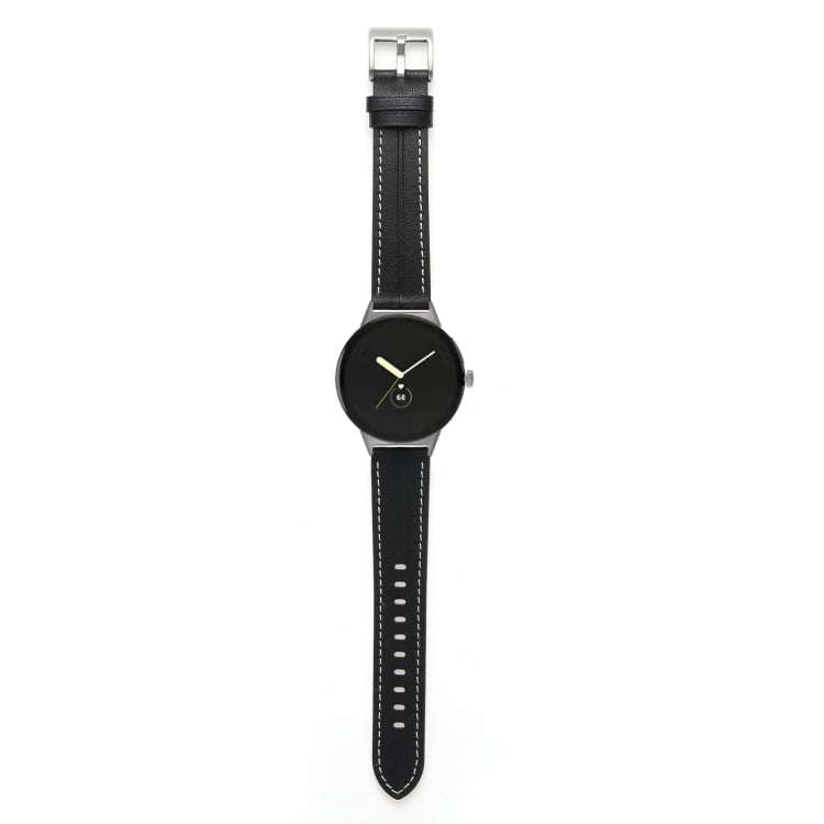 For Google Pixel Watch Grooved Genuine Leather Watch Band(Black) - free shipping - PMC TechLife - Order now!