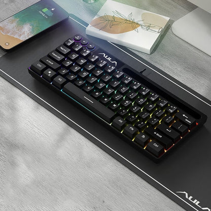 AULA F3061 Wired Mini RGB Backlit Mechanical Keyboard With Mechanical Feel(Black) - Wired Keyboard by AULA | Online Shopping South Africa | PMC Jewellery | Buy Now Pay Later Mobicred