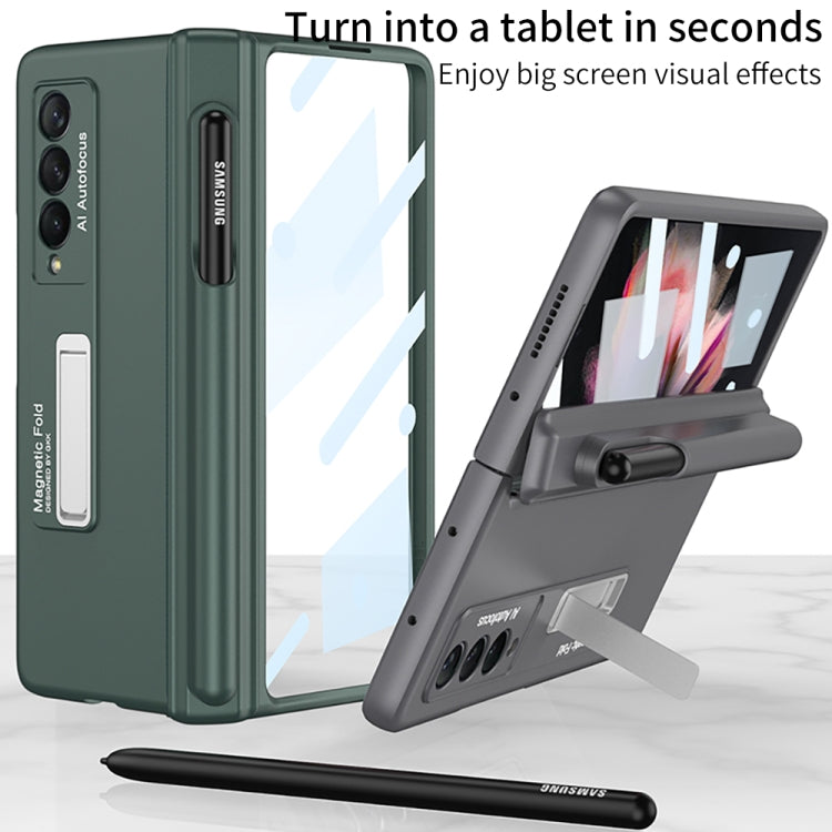 For Samsung Galaxy Z Fold3 5G GKK Full Coverage Magnetic Fold Hinge Shockproof Phone Case with Pen Slots(Green) - Galaxy Phone Cases by GKK | Online Shopping South Africa | PMC Jewellery | Buy Now Pay Later Mobicred