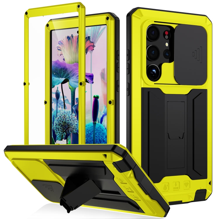 For Samsung Galaxy S23 Ultra 5G R-JUST Sliding Camera Design Life Waterproof Dustproof Shockproof Phone Case(Yellow) - Galaxy S23 Ultra 5G Cases by R-JUST | Online Shopping South Africa | PMC Jewellery | Buy Now Pay Later Mobicred