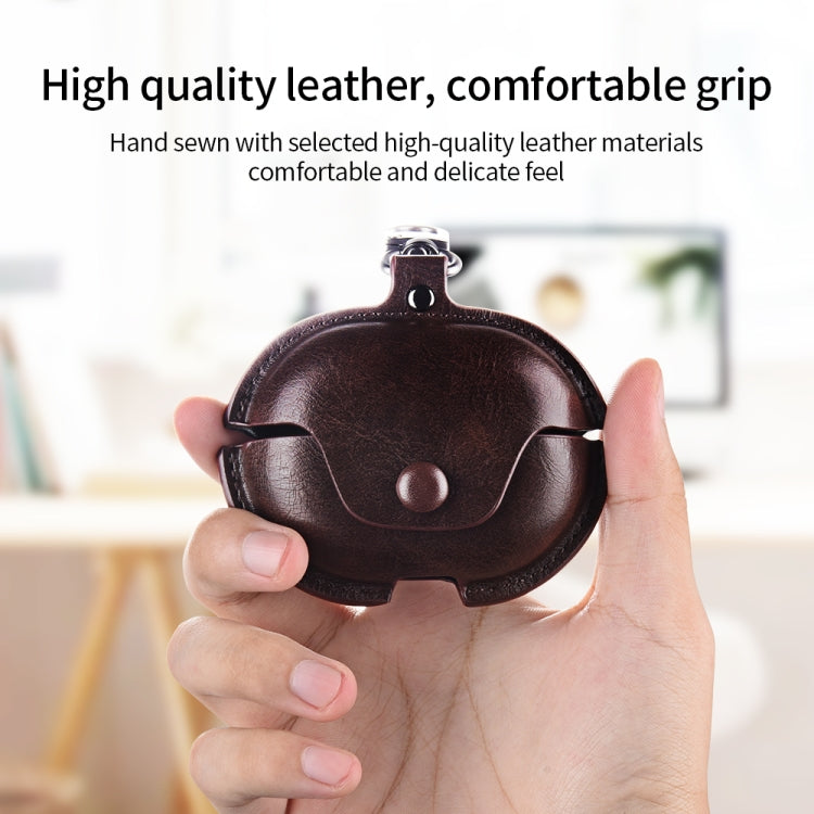 For Huawei FreeBuds Pro 2 Business Leather Earphone Protective Case with Hook(Black) - Huawei Earphone Case by PMC TechLife | Online Shopping South Africa | PMC TechLife