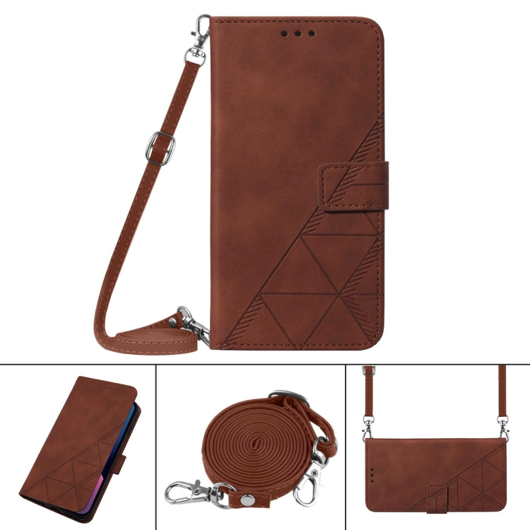 For Samsung Galaxy A04e Crossbody 3D Embossed Flip Leather Phone Case(Brown) - Galaxy Phone Cases by PMC TechLife | Online Shopping South Africa | PMC TechLife | Buy Now Pay Later Mobicred