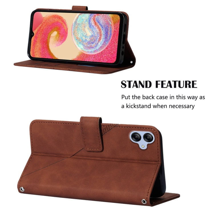For Samsung Galaxy A04e Crossbody 3D Embossed Flip Leather Phone Case(Brown) - Galaxy Phone Cases by PMC TechLife | Online Shopping South Africa | PMC TechLife | Buy Now Pay Later Mobicred