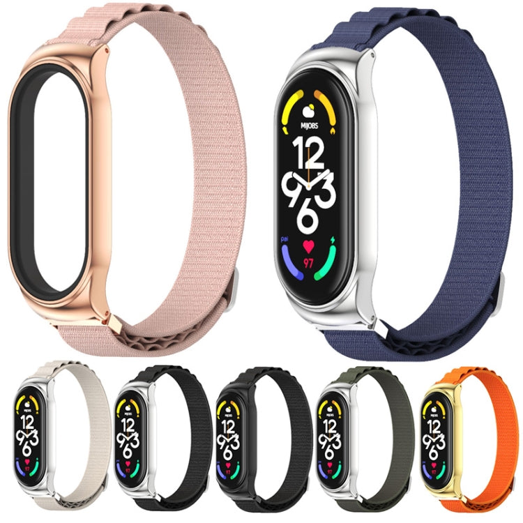 For Xiaomi Mi Band 6 / 5 / 4 / 3 MIJOBS CS Nylon Breathable Watch Band(Black Silver) - Watch Bands by MIJOBS | Online Shopping South Africa | PMC Jewellery | Buy Now Pay Later Mobicred