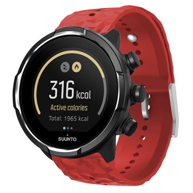 For Suunto 9 Rhombus Texture Silicone Watch Band(Dark Red) - free shipping - PMC TechLife - Order now!