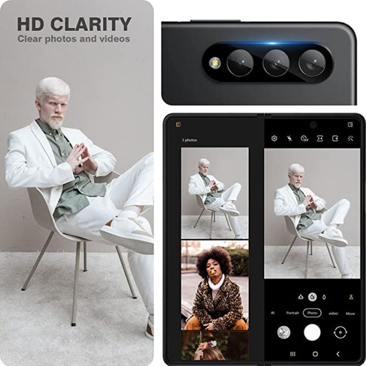 For Samsung Galaxy Z Fold3 5G Integrated Rear Camera Lens Tempered Glass Film(Black) - free shipping - PMC TechLife - Order now!