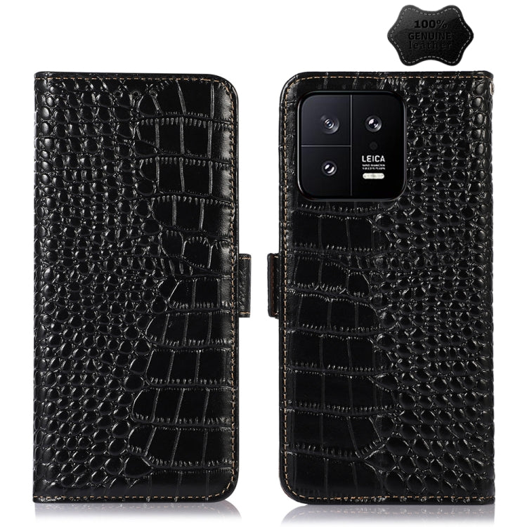 For Xiaomi 13 Crocodile Top Layer Cowhide Leather Phone Case(Black) - 13 Cases by PMC TechLife | Online Shopping South Africa | PMC TechLife