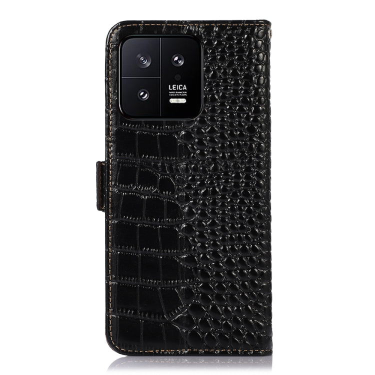 For Xiaomi 13 Crocodile Top Layer Cowhide Leather Phone Case(Black) - 13 Cases by PMC TechLife | Online Shopping South Africa | PMC TechLife
