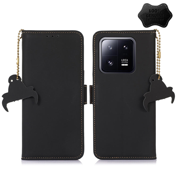 For Xiaomi 13 Genuine Leather Magnetic RFID Leather Phone Case(Black) - 13 Cases by PMC Jewellery | Online Shopping South Africa | PMC Jewellery