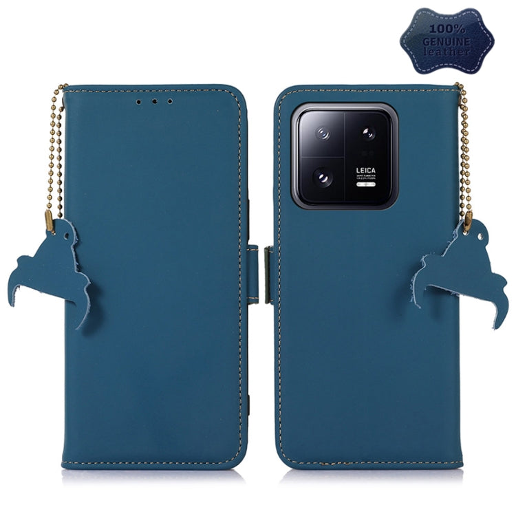 For Xiaomi 13 Genuine Leather Magnetic RFID Leather Phone Case(Blue) - 13 Cases by PMC Jewellery | Online Shopping South Africa | PMC Jewellery