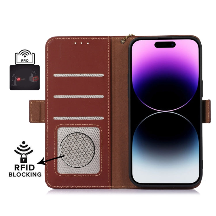 For Xiaomi 13 Genuine Leather Magnetic RFID Leather Phone Case(Coffee) - 13 Cases by PMC TechLife | Online Shopping South Africa | PMC TechLife