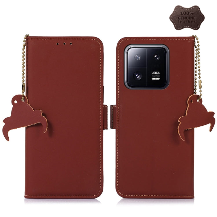 For Xiaomi 13 Pro Genuine Leather Magnetic RFID Leather Phone Case(Coffee) - 13 Pro Cases by PMC Jewellery | Online Shopping South Africa | PMC Jewellery