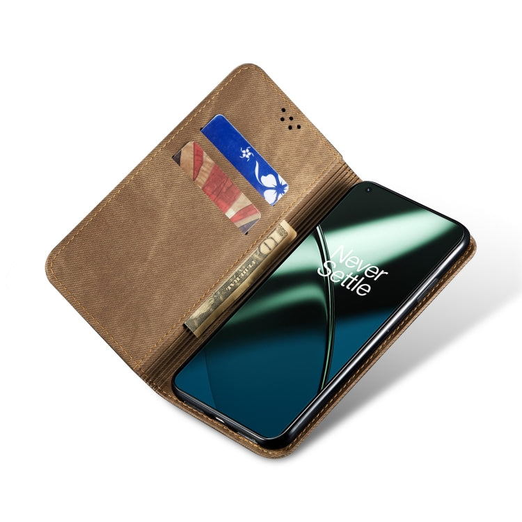 For OnePlus 11R Denim Texture Flip Leather Phone Case(Khaki) - free shipping - PMC TechLife - Order now!